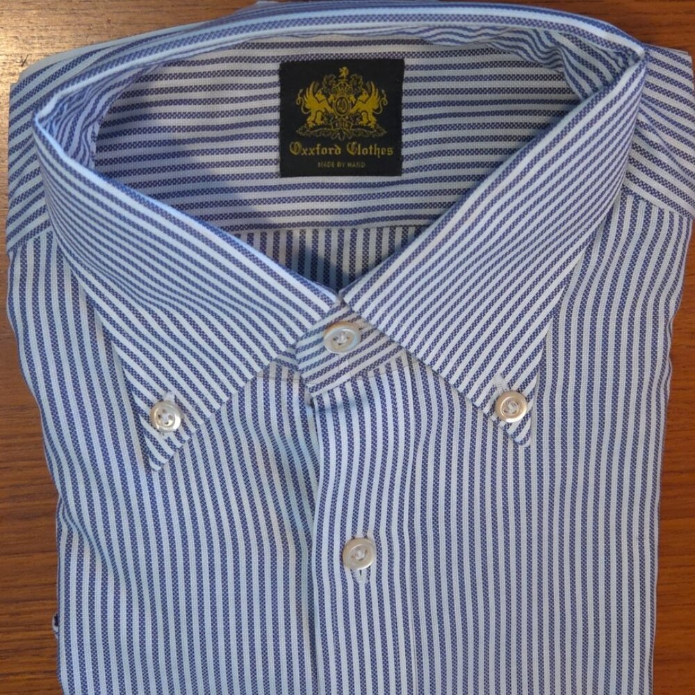 Oxxford Hand Made Striped Dress Shirt - Unique - Picture 2 of 11